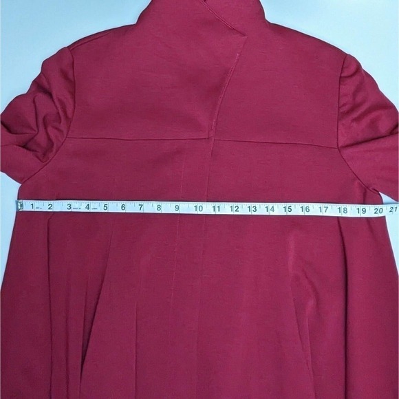 New Spiegel Ponte Knit Cape Blazer 10 Maroon Stretch One Button Closure Swing - Picture 5 of 9